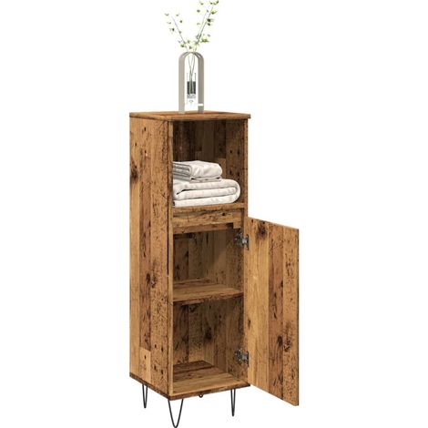 Badschrank Altholz-Optik 30x30x100 cm Holzwerkstoff