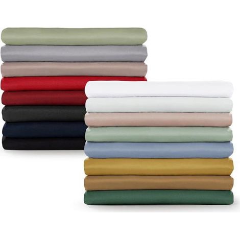 Drap Plat 2 Personnes 180x275 pour Lit 120x190/200 en Microfibre Doux - Drap 180x275 cm sans Elastique - 180 x 275cm Blanc PAVILLON (1/5)