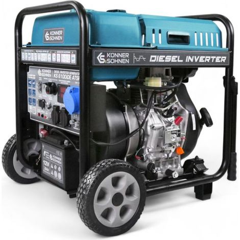 Könner & Söhnen – Groupe électrogène diesel 5,5 kW – Démarrage électrique – 19h d'autonomie – 72 dB – 2 prises Schuko 230V – Monophasé 230V (1/4)