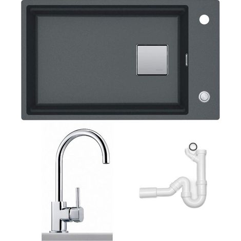 Franke Küchenspüle Fragranit KNG 110-62 und Armatur Hochdruck - Graphit / Chrom