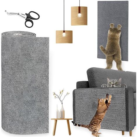 Stuoia graffiante autoadesiva 300 x 40 cm per gatti, stuoia graffiante per gatti e protezione divano per mobili (Grigio) (1/5)