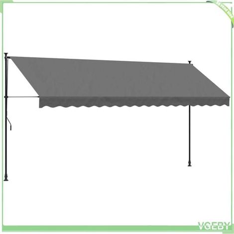 Auvent rétractable - FAFEICY - 368742 - Anthracite - 400x150 cm - Manuel, hauteur réglable 210–300 cm (1/5)