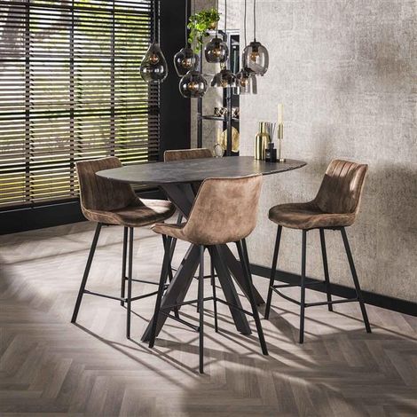Table de bar Mariola 140x80 cm-noir-marron (1/4)
