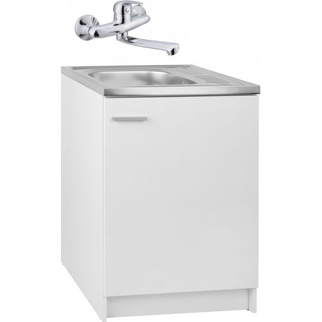 Küchenschrank - 60 x 60 cm - Weiß - Elegant und funktional - Mit Spüle und Wasserhahn