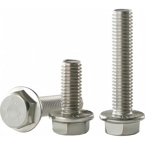 10 pcs Boulons à tête hexagonale avec bride M10 × 25 mm, boulon M10×1,5 mm, acier inoxydable 304 (A2-70), finition brillante, filetage complet, boulons à tête hexagonale