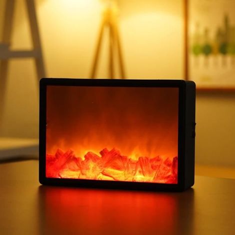 Lanterne LED de cheminée - Décorative - USB et Piles - 30x21x7.8CM - Blanc et Noir - Design Contemporain (1/4)