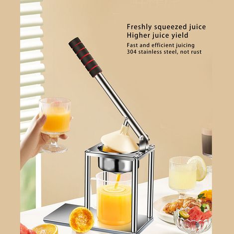 Presse-agrumes manuel Inox Professionnel Compact Robuste Ergonomique pour Citron Orange Maison Commerce avec Tasse et Accessoires (1/5)