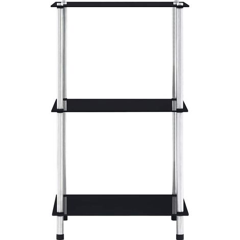 vidaXL Scaffale a 3 Livelli Nero 40x40x67 cm in Vetro Temperato