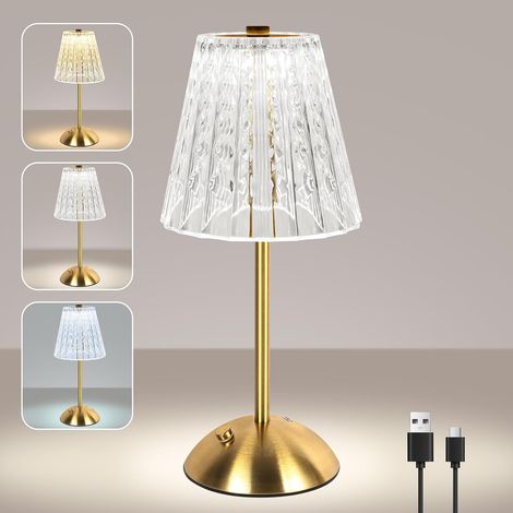 Lampe de Table Tactile , Petite Lampe de Table en Cristal Rechargeable à LED 3 Couleurs , Éclairage D'ambiance pour Chambre Salle à Manger Cuisine Bar Décoration D'intérieur (1/5)