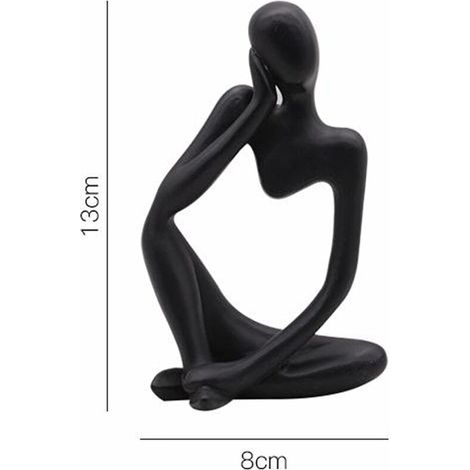 La Statue du penseur, Résine Penseur Sculpture Abstraite Statue Caractère Moderne Figurines Accueil Décor Bureau de Bureau Ornement d'anniversaire Cadeaux Noir Gauche (1/4)