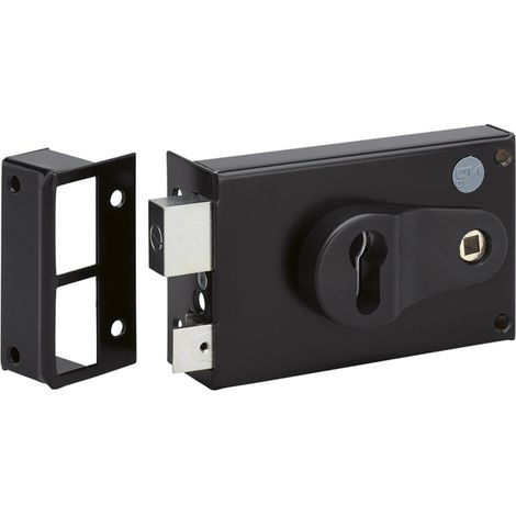 Metalux – Serrure multipoint en applique noire gauche à fouillot – Clé I – Axe 52 à 70 mm – Verrouillage 3 points – Pour bois dur