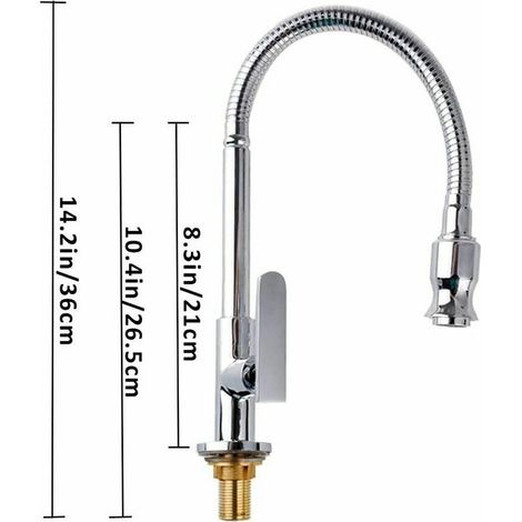Robinet de cuisine extérieur 360 ° rotatif monotrou mitigeur robinet de cuisine eau froide robinet de buanderie MNS (1/4)