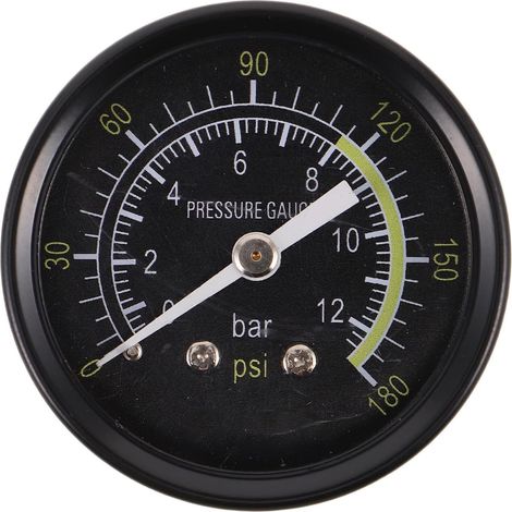 Petit Manomètre à Air, Manomètre à Cadran en Alliage Noir, Mesure Précise Haute Pression, pour Compresseur et Outils Pneumatiques (1/5)