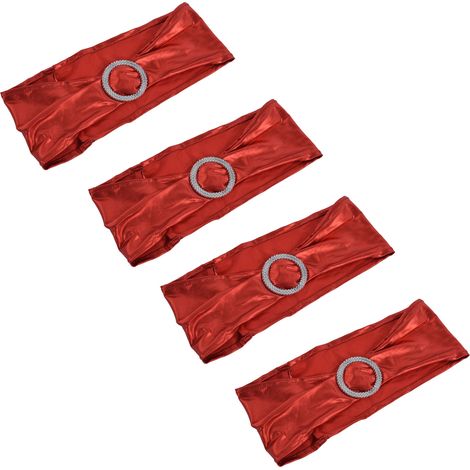 10 Bandes Élastiques pour Chaises, Nœuds Étirables pour Décoration de Mariage, Banquet, Hôtel - Rouge Vif