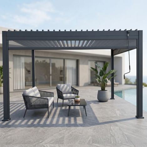 Pergola da giardino bioclimatica 3x3mt manuale San Marco Con tende (1/4)