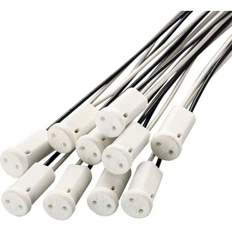 Lot de 10 douilles G4, MR11 halogène G4 LED ampoule base céramique miniature adaptateur prise Bi-pin pour G4 avec câble de 20 cm (1/5)