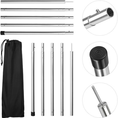 Jiubiaz 4pcs Zeltstangen 2m Silber Tarpstange Sonnensegel Stange Alu Aufstellstangen
