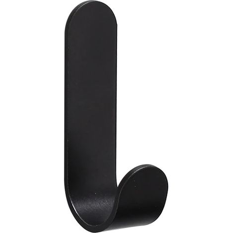 Lot de 5 crochets muraux auto-adhésifs en tissu noir, sans clou, pour clés, manteaux, sacs, chapeaux – aluminium, salle de bain/maison, 5 pièces (1/5)