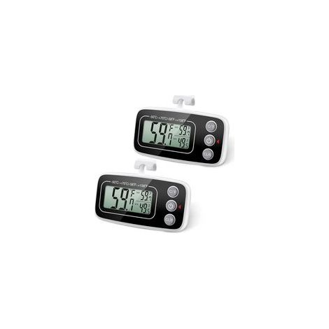 【Lot de 2】 Thermomètre de réfrigérateur, thermomètre numérique de congélateur de réfrigérateur avec grand écran LCD, fonction min/max, 3 méthodes de support, °C/°F convertible pour la maison, les rest (1/4)