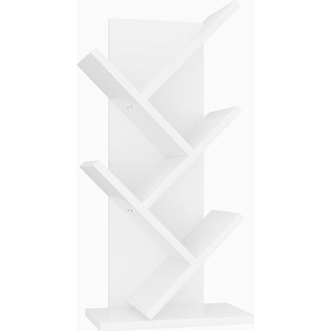 Bibliothèque 5 étages - Étagère de sol - Porte-revues et porte-CD - Meuble de rangement pour salon, chambre et bureau - Blanc - 1 pièce (1/5)