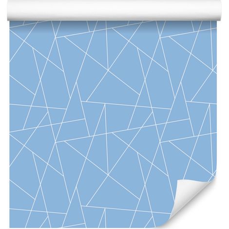 Carta da parati con motivo geometrico su sfondo azzurro, centro azzurro 50x1000 cm (1/5)