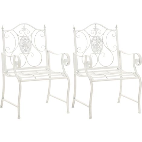 2er Set Gartenstühle Punjab antik weiß