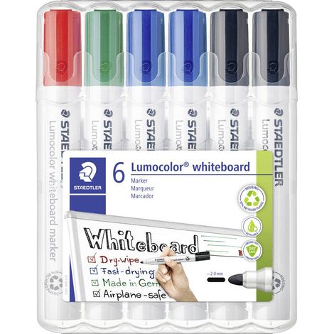 Staedtler Whiteboardmarker Lumocolor 6St Box 351 WP6 X Set de marqueurs pour tableau blanc rouge, bleu, vert, noir 6 pc (1/2)