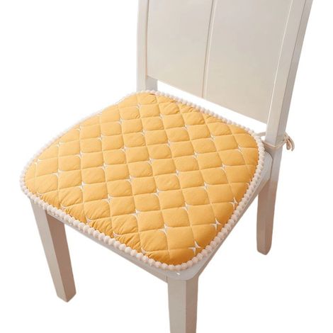 Coussin de chaise antidérapant 45x45cm, en fibre de polyester lavable, pour restaurants, motif à carreaux jaune (1/5)