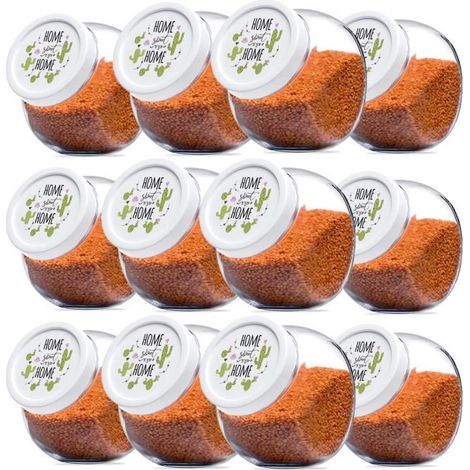 Lot de 12 bocaux à bonbons - JUANIO - Pot de conservation en verre - 1,5 L - Ø10,5 x H16 cm - avec couvercle