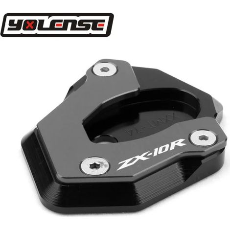 (Gris-Zx10R) Compatible avec les motos KAWASAKI ZX-6R, ZX-10R, ZX6R, ZX10R et ZX 6R. Béquille latérale CNC, extension de béquille, plaque de support, support agrandissant la béquille maxpower (1/4)