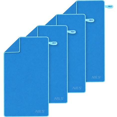 Asciugamano in microfibra 180x100 cm, blu scuro/blu chiaro, confezione da 4 (1/5)