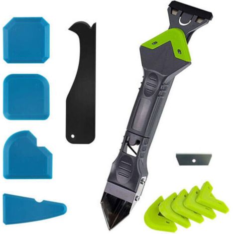 Lisseur Joint Silicone, Nouvelle Mise à Niveau grattoir d'angle de Colle de Verre de calfeutrage, grattoir de coulis d'outil de Finition de Mastic de Silicone 11 Pièces Set (1/5)
