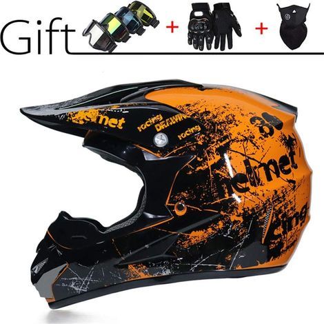 Casque de motocross adulte, casque de moto pour homme avec gants/masque/lunettes, homologué DOT, pour VTT, DH, enduro, quad, VTT, taille L (tour de tête 56-57 cm) (1/3)