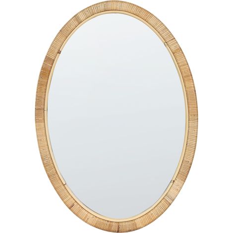 Wandspiegel FOISSY 50 cm 70 cm Rattan Naturfarben