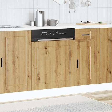 Panneau de Remplacement pour Lave-Vaisselle en Chêne Massif Artisanal 60x1,5x57 cm - Design Rustique Style Porto (1/5)