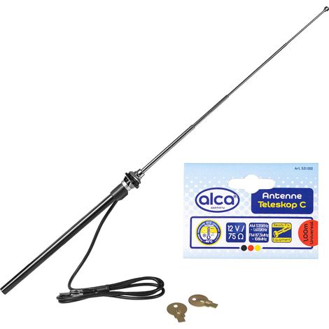 alca® Antenne Teleskop C - DAB Antenne Auto Zubehör für Golf 4, Mini Cooper - UKW/MW Bereiche, 1 m Länge, wasserdicht und einfache Montage, DIN Stecker, Universal