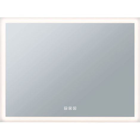 Miroir Lumineux LED Tactile IP44 800 x 600 mm Interrupteur carré avec 1 x 22 W chromé, Blanc 2700 K-6500 K, Métal Acrylique, ▭ 800x600mm (1/5)