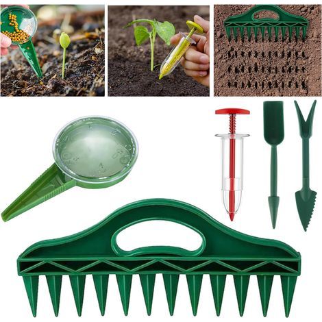 Mini semoir + semoir manuel efficace, kit de distribution de semences, motoculteur 12 trous, espaceur de semences multifonctionnel, outils de jardin, fournitures de jardin, convient aux potagers. (1/5)