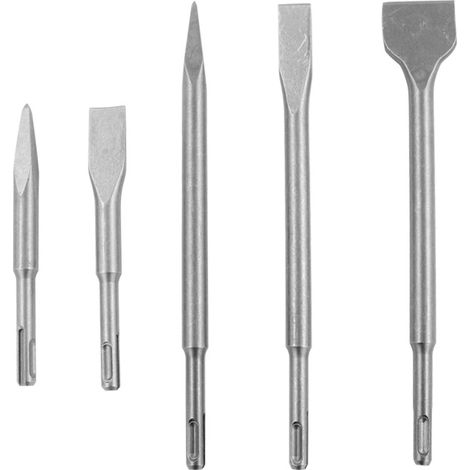 MINKUROW Set Di Scalpelli Sds Plus Da 5 Pezzi Con Scalpello Per Piastrelle Composto Da 2 Scalpelli A Punta E 3 Scalpelli Piatti, Materiale Di Altissima Qualità In Acciaio Temprato (1/4)