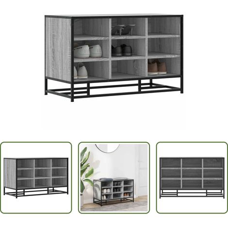vidaXL Metallschuhbank - Schuhbank Grau Sonoma 84x40x53,5 cm Holzwerkstoff und Metall (1/5)