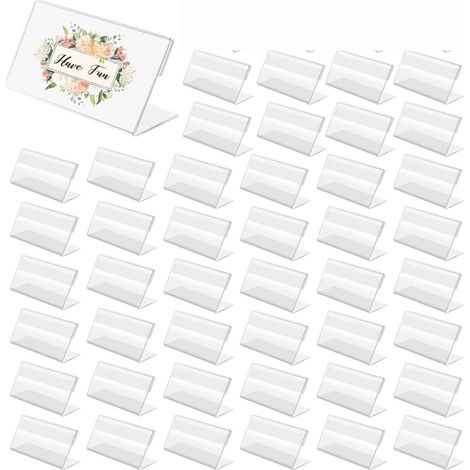 Dussdote Lot de 40 présentoirs - Porte-étiquettes de prix - Acrylique transparent - Présentoir en forme de L - Convient aux boulangeries, supermarchés et bureaux - 6 x 4 cm