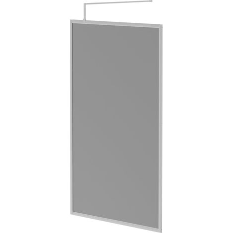 Pacco 8mm Smoked Glass Polished Chrome 1950mm x 1200mm Fully Framed Walk In Shower Screen including Wall Channel and Support Bar (1/5)