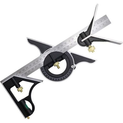 300mm Combination Square, Stainless Steel Combination Angle Ruler, Combination Square with Spirit Level and Practical Line Gauge, Ideal for Woodworking (1/5)