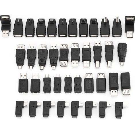 Lot de 40 adaptateurs USB 2.0 coudés mini et micro mâles femelles convertisseurs (1/5)
