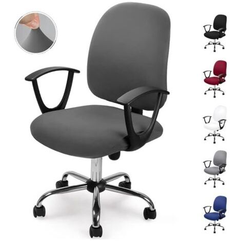 Housse de chaise de bureau (gris, 2pcs), housse de chaise amovible, style minimaliste moderne universel, housse de chaise de bureau pivotante, fauteuil de chaise pivotante - pas de chaise
