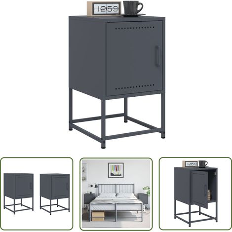 vidaXL Nachttische 2 Stk. Anthrazit 36x39x60,5 cm Stahl (1/5)