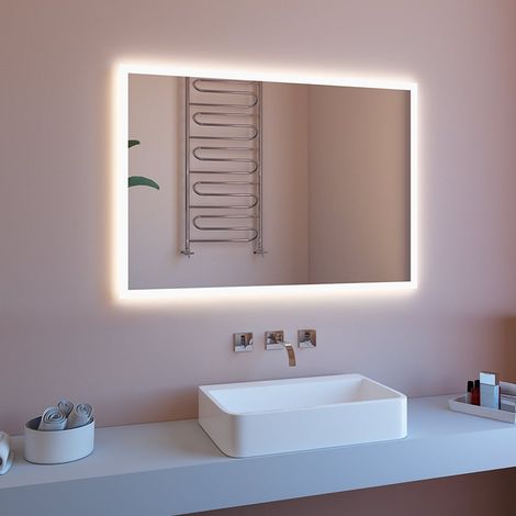 Badezimmerspiegel Antibeschlag mit LED-Hintergrundbeleuchtung 100x70 ETR127-M