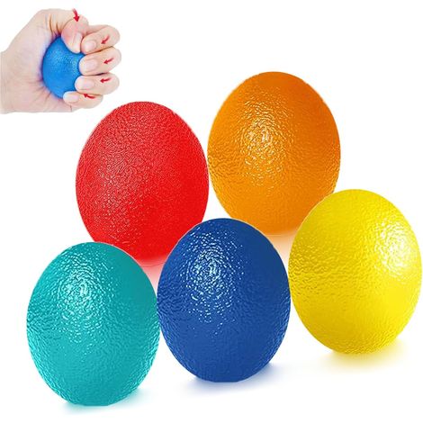 5 Pièces Balles d'exercice pour Les Mains Balles de Résistance pour Renfort Musculaire Balle Anti-Stress Ballon d'entraînement pour doigts Balles de Préhension en Forme D'œuf(5 Couleurs) (1/5)