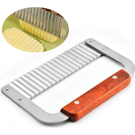 Affettatrice per verdure con lama seghettata in acciaio inox, ideale per patatine fritte ondulate, verdure, frutta e guarnizioni - 1 pezzo (1/5)