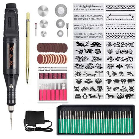 FENOPLASTICAOutil de Gravure 108PCS, Stylo de Gravure électrique avec Marqueur Dispositif de gravure bricolage pour bijoux verre bois métal plastique (1/5)